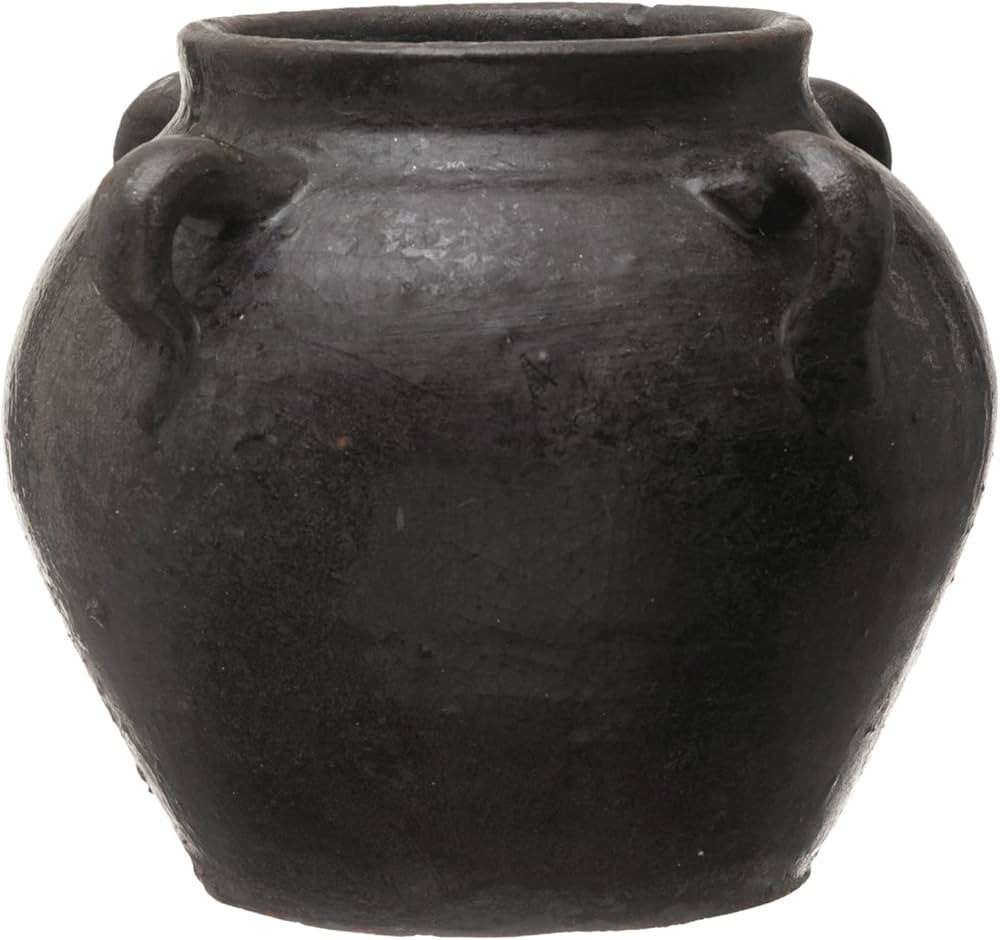 Creative Co-Op Found Decorative Clay Jar, Distressed Black, 7'' | Amazon (US)