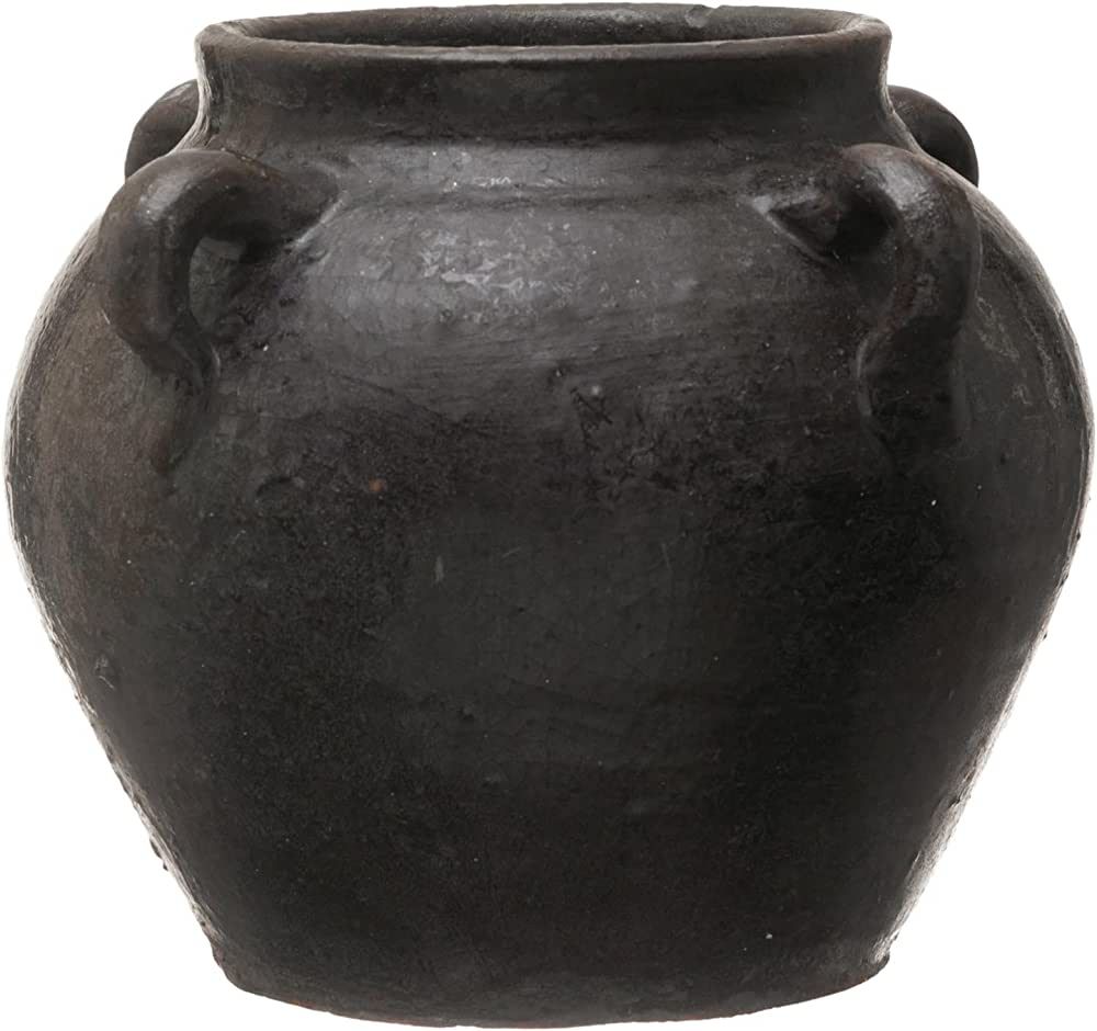 Creative Co-Op Found Decorative Clay Jar, Distressed Black, 7'' | Amazon (US)