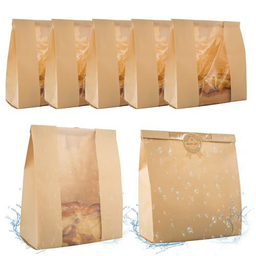 50 Pcs Bread Bags for Homemade Bread With Window Sourdough Paper bread Bags.(13.7x8.2x3.7 in),Packaging & Storage of Baked Goods Suitable for Bakers.Package includes 60 Cute Sealing Stickers. | Amazon (US)