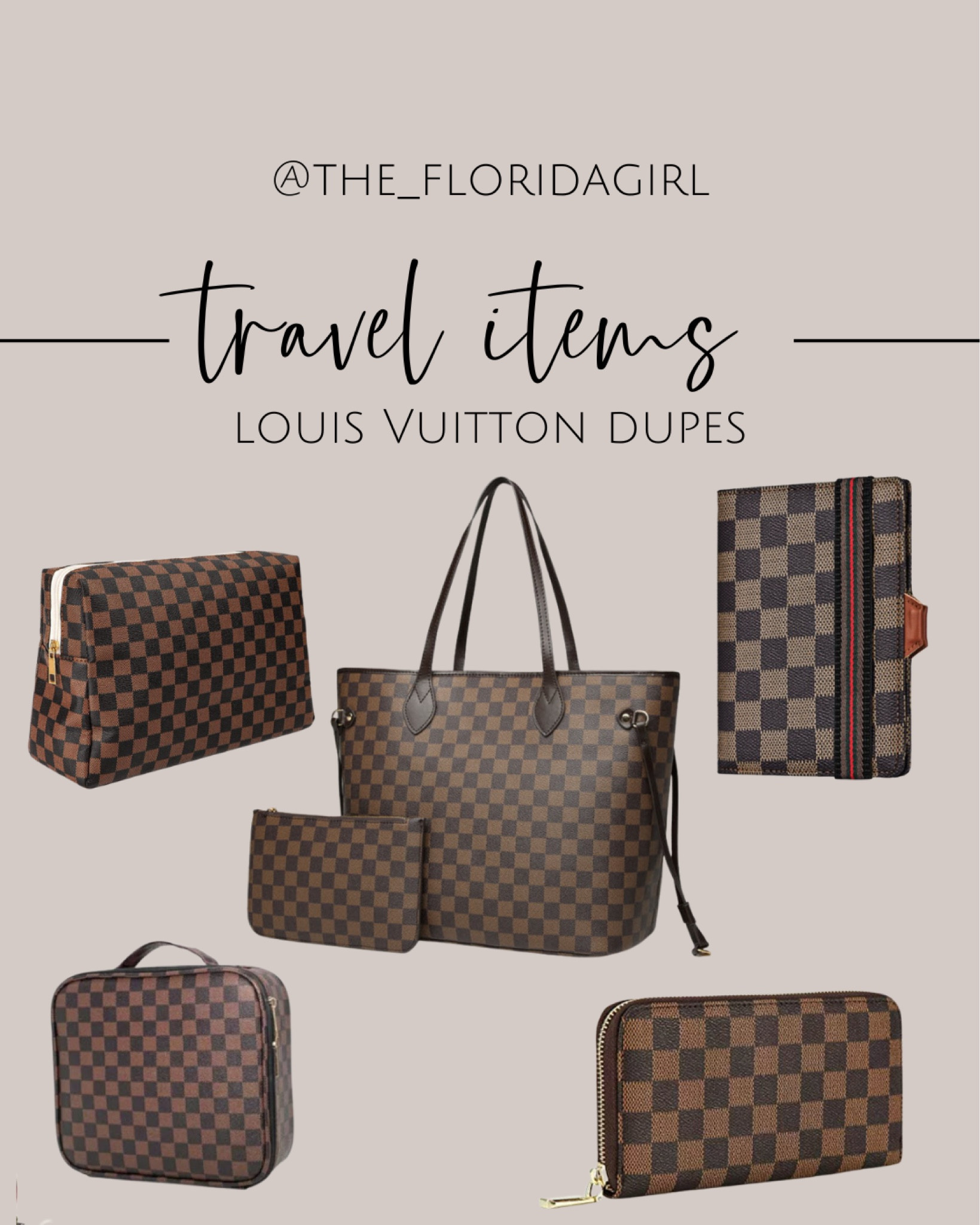 Travel Items Louis Vuitton Dupes #louisvuitton #travel #neverfull #checkered #travelbag #weekenderbag #diaperbag #travelgear #passport #makeupbag #wallet #carryon

#LTKFind #LTKtravel #LTKunder50