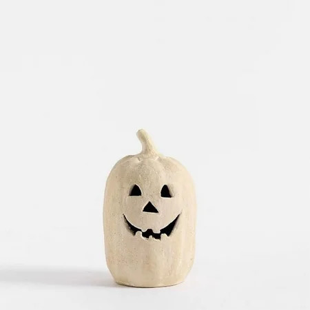 Hallowmas Handcrafted Jack-O'-Lantern - Artisanal Halloween Decor with Hand-Carved Details | Kiln-Fired Clay Pumpkin for Fall Displays, 1X Pumpkin Ornament 1X Light String (Without Batteries) | Walmart (US)