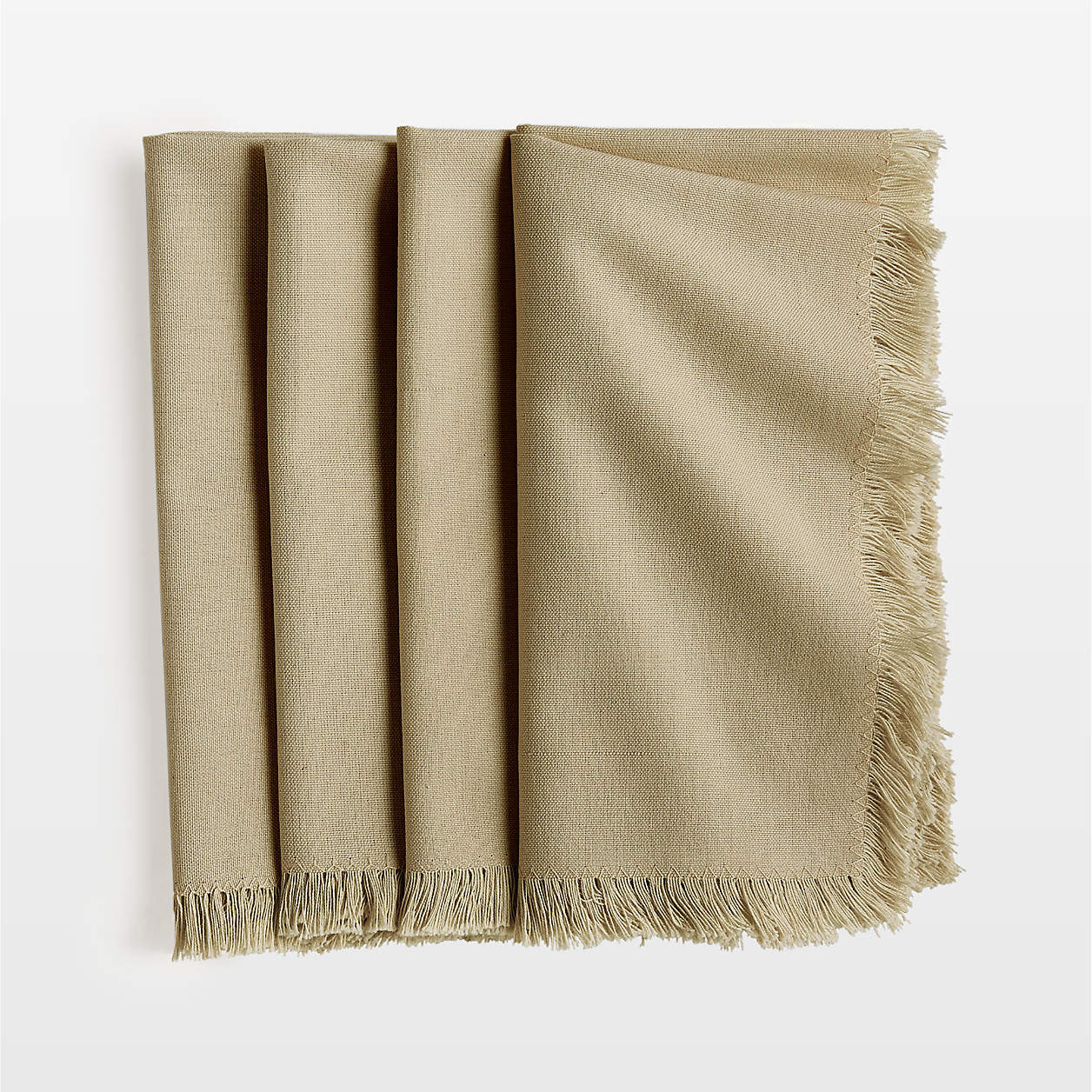 Craft Sage Green Organic Cotton Fringe Napkins, Set of 4 + Reviews | Crate & Barrel | Crate & Barrel