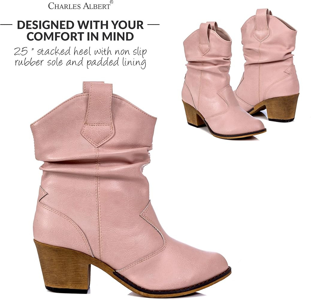 Charles Albert Women's Modern Western Cowboy Distressed Boot with Pull-Up Tabs | Amazon (US)