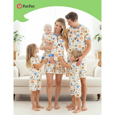 PATPAT Family Matching Bamboo Pajamas Buttery Soft Bamboo Viscose PJs, Cozy Dessert Print Short-sleeve Sleepwear Blue | Target