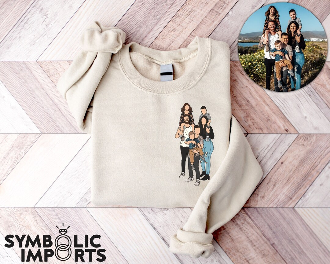 Personalized Mom Gift for Mother's Day, Mama Sweatshirt, Outline Drawing Family Portrait From Pho... | Etsy (US)