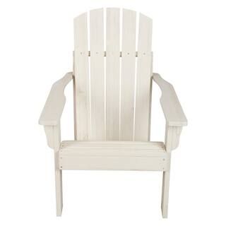 Shine Company 36.25"H Eggshell White Wooden Indoor/Outdoor Mid-Century Modern Adirondack Chair w/... | The Home Depot