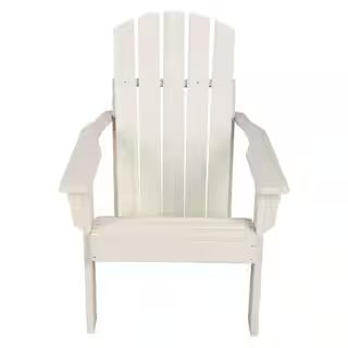Shine Company 36.25"H Eggshell White Wooden Indoor/Outdoor Mid-Century Modern Adirondack Chair w/... | The Home Depot