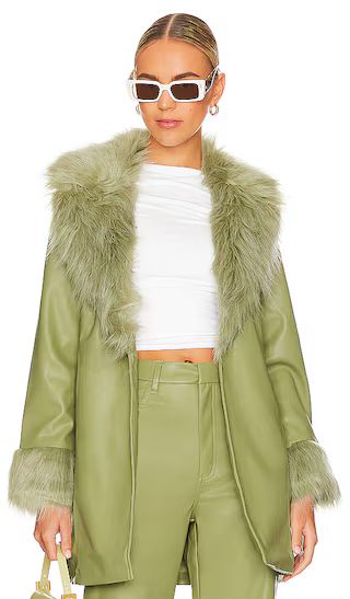 Penny Lane Faux Leather Jacket in Sage | Revolve Clothing (Global)