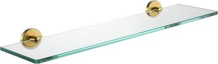 JQK Bathroom Glass Shelf Gold, Tempered Glass Shower Storage 20 by 5 inches, 304 Stainless Steel ... | Amazon (US)