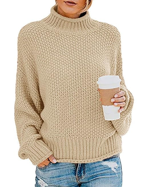 TECREW Womens Chunky Turtleneck Sweaters Batwing Sleeve Oversized Knitted Pullover Jumper | Amazon (US)