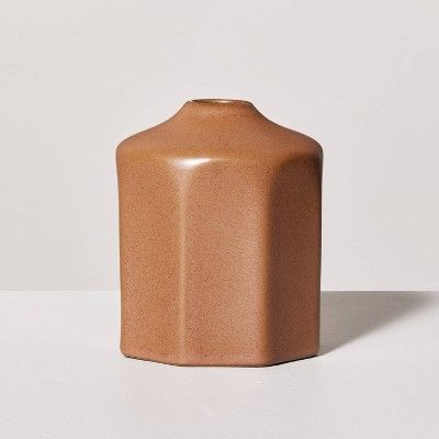 Faceted Ceramic Bud Vase Terracotta Brown - Hearth & Hand™ with Magnolia | Target