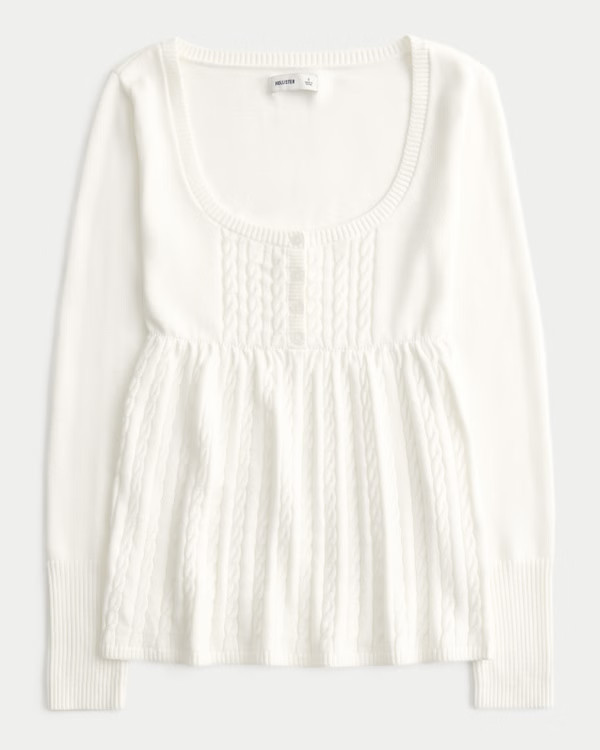 Women's Long-Sleeve Babydoll Sweater | Women's Tops | HollisterCo.com | Hollister (US)