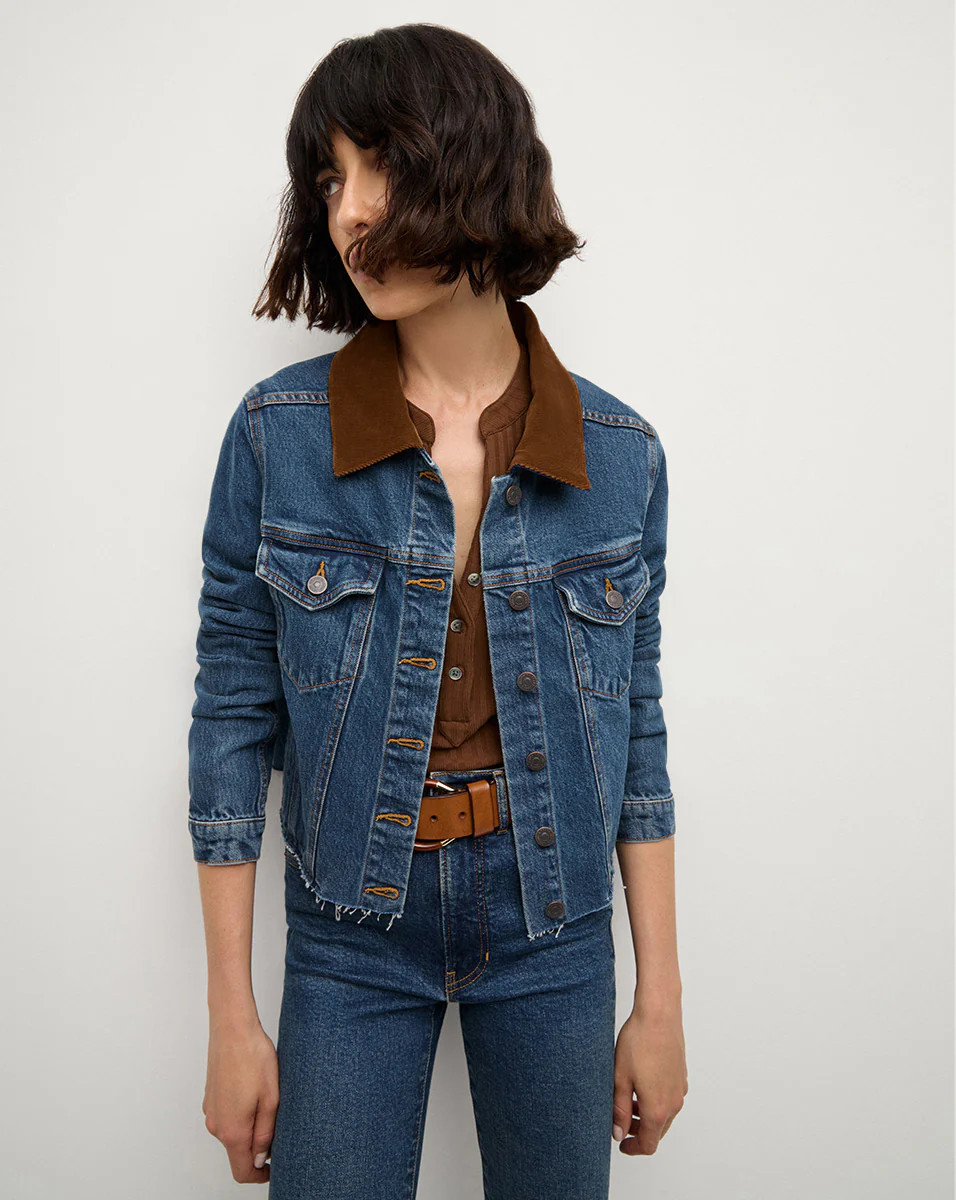 Veronica Beard Cara Jean Jacket Corduroy Collar Thriller | Veronica Beard