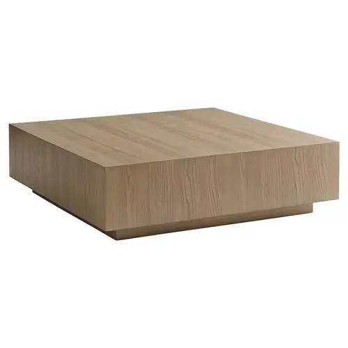 Lexington Tatum Modern Classic Grey Elm Wood Cube Square Block Coffee Table | Kathy Kuo Home