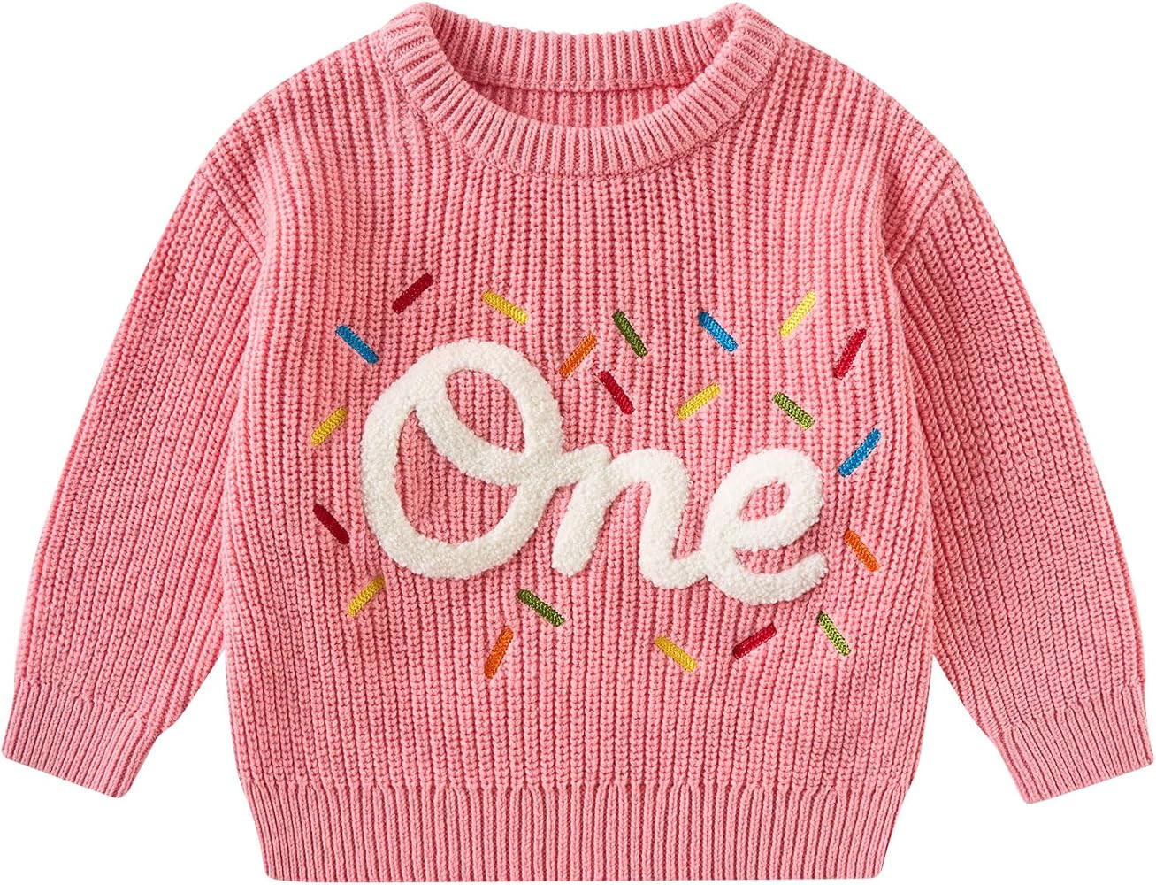 Kids4ever Toddler Baby Girl First Birthday Knit Sweater Cute Letter Embroidery Pullover for Infan... | Amazon (US)