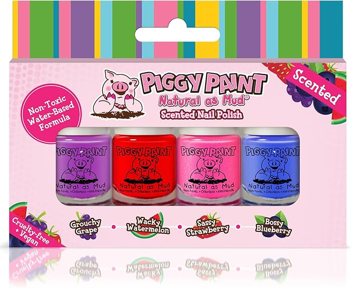 PIGGY PAINT 100% Non-toxic Girls Nail Polish - Safe, Chemical Free Low Odor for Kids, SCENTED 4 P... | Amazon (US)