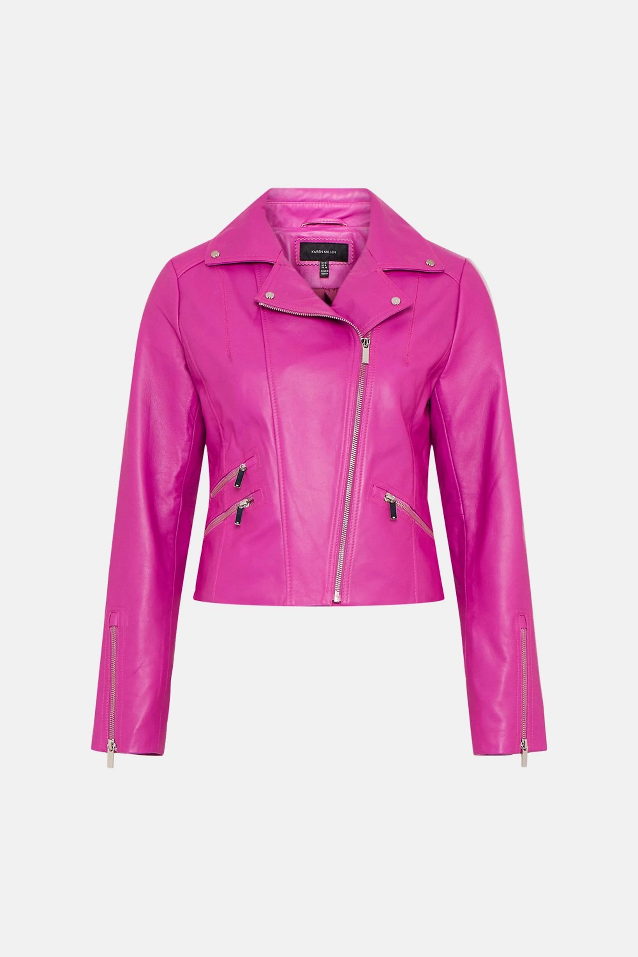 Leather Signature Biker Jacket | Karen Millen UK & IE