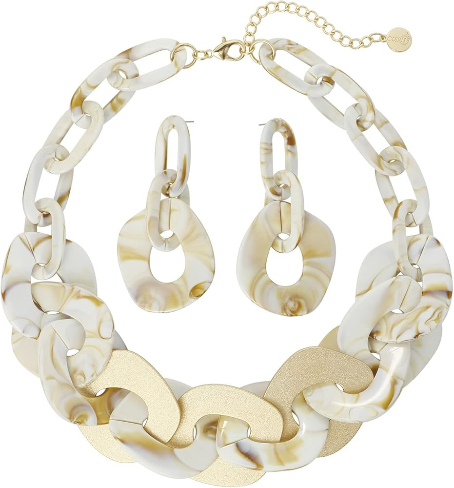 Coiris Statement Chunky Necklace Metal Punk Acrylic Cuban Link Chain Necklaces Bohemian Tortoise ... | Amazon (US)