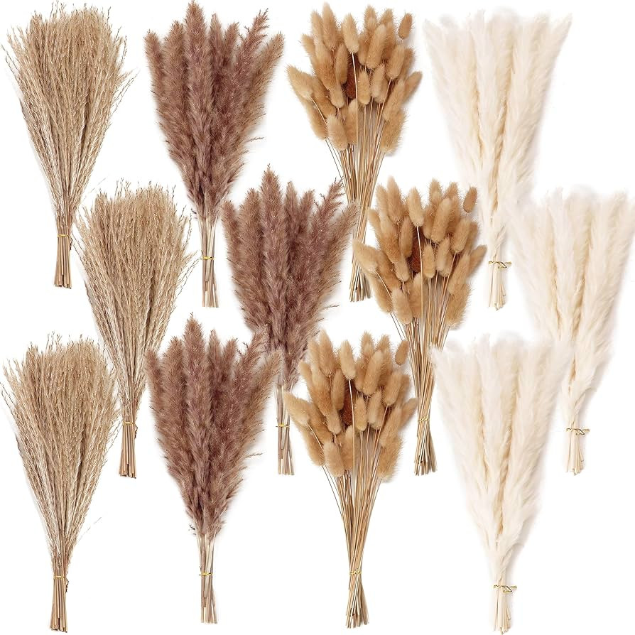 300 PCS Dried Flower Bouquet – Pampas Grass, Floral Decor for Home, Wedding, and Boho Style | P... | Amazon (US)