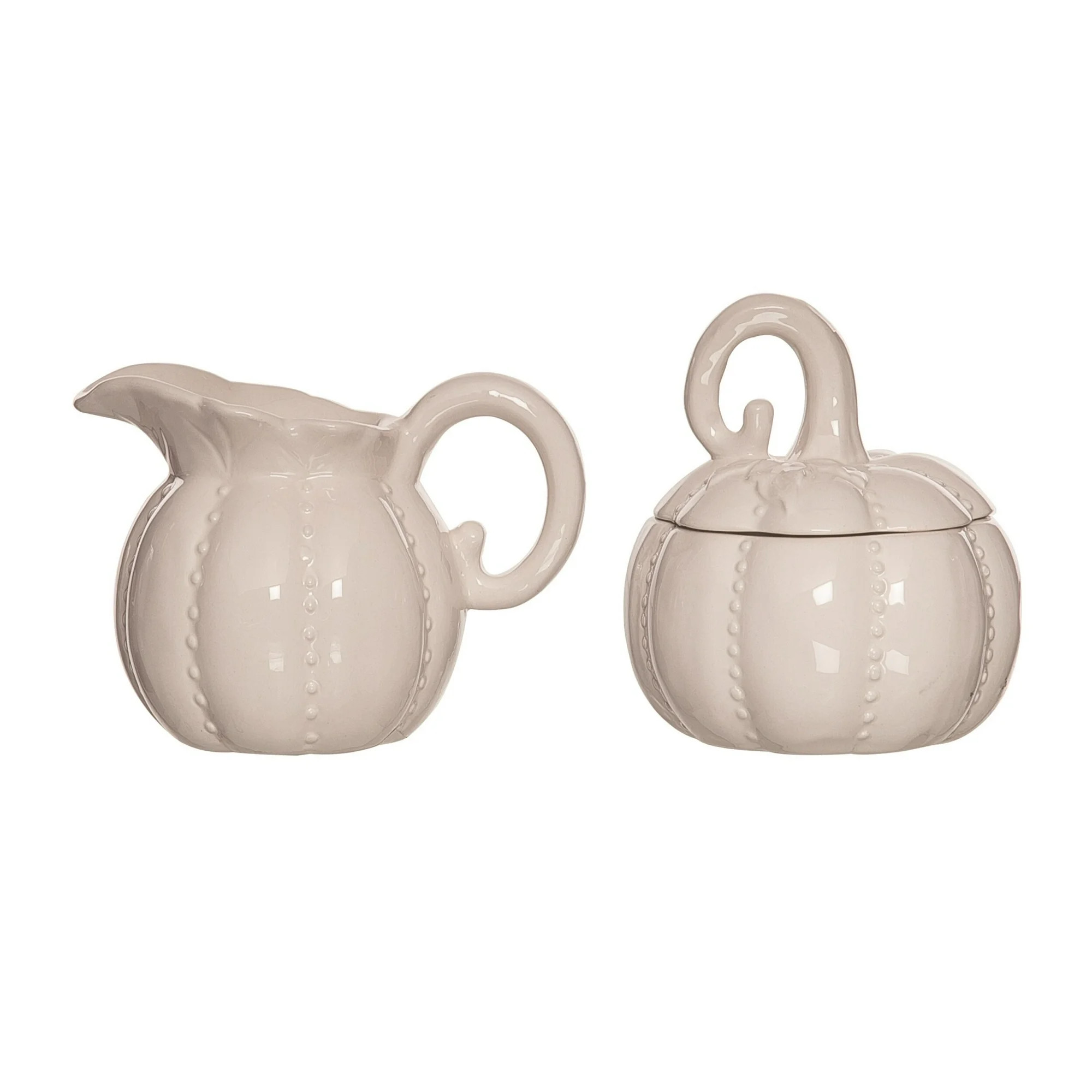 Transpac  Dolomite 4.75 in. White Harvest Hobnail Pumpkin Cream and Sugar Set of 2 | Walmart (US)
