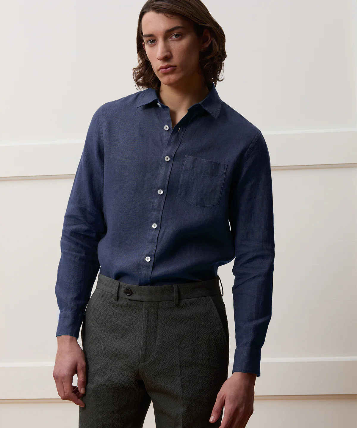Slim Sea Soft Irish Linen Point Collar Shirt | Todd Snyder