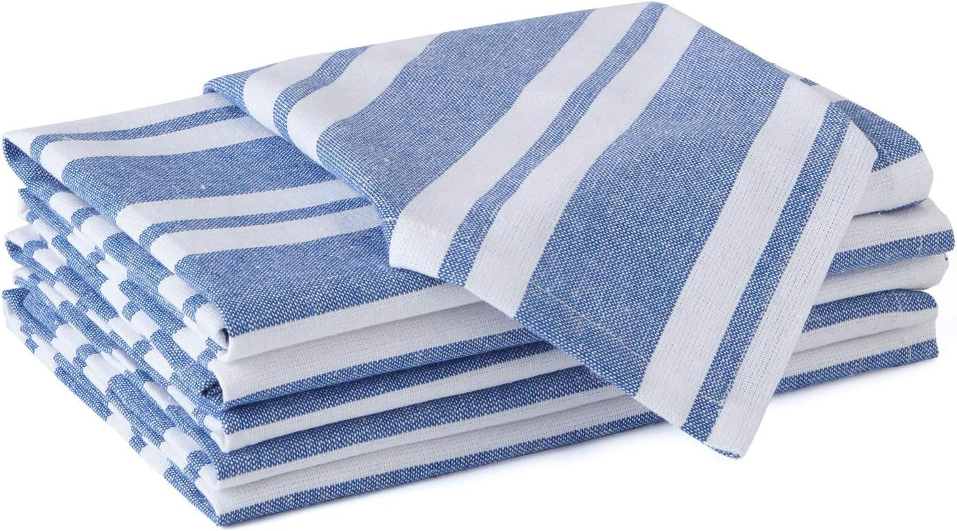 Encasa XO Cotton Cloth Napkins Set of 6, 17"x17" | Washable & Reusable Dinner Napkins White & Fra... | Amazon (UK)