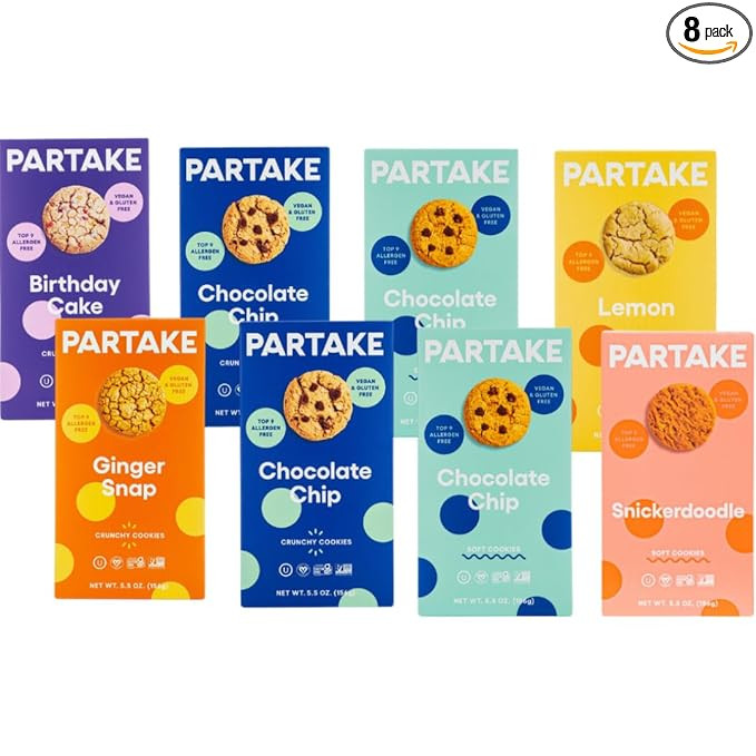 Gluten Free Soft Baked & Crunchy Vegan Cookies by Partake – 8 Boxes | Vegan, Allergy Friendly |... | Amazon (US)