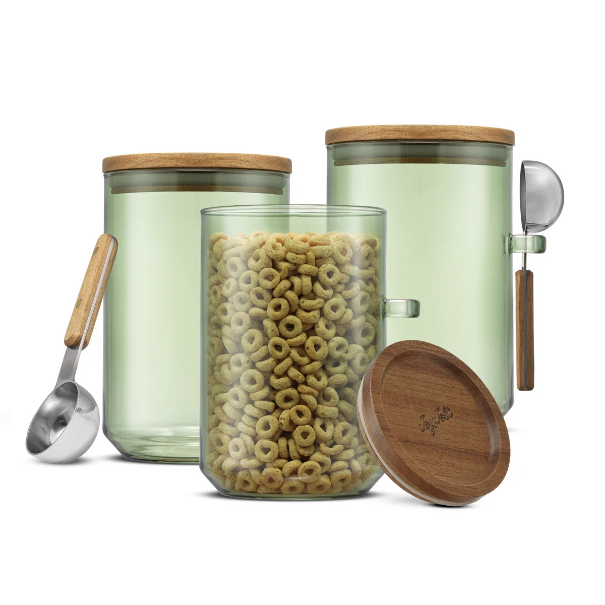 Holden Stackable Glass Storage Canister Set with Wood Lids (Set of 4) | Wayfair North America