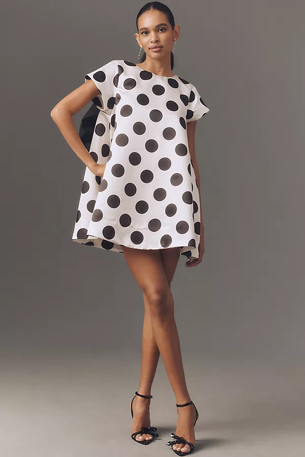 Boyko Rita Short-Sleeve Bow-Back Swing Mini Dress | Anthropologie (US)