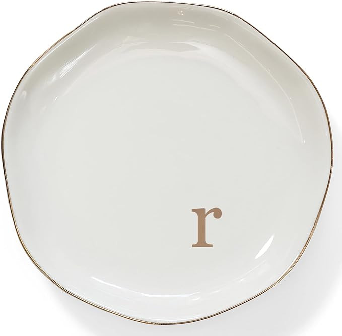 HOME SMILE Initials Ring Dish Jewery Tray with Personalized R-Monogrammed Engagement Wedding Gift... | Amazon (US)