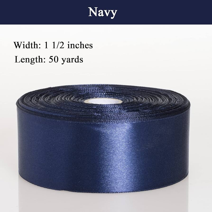 1 1/2 Inch Navy Solid Satin Ribbon, 50 Yards Craft Fabric Ribbon for Gift Wrapping Floral Bouquet... | Amazon (US)