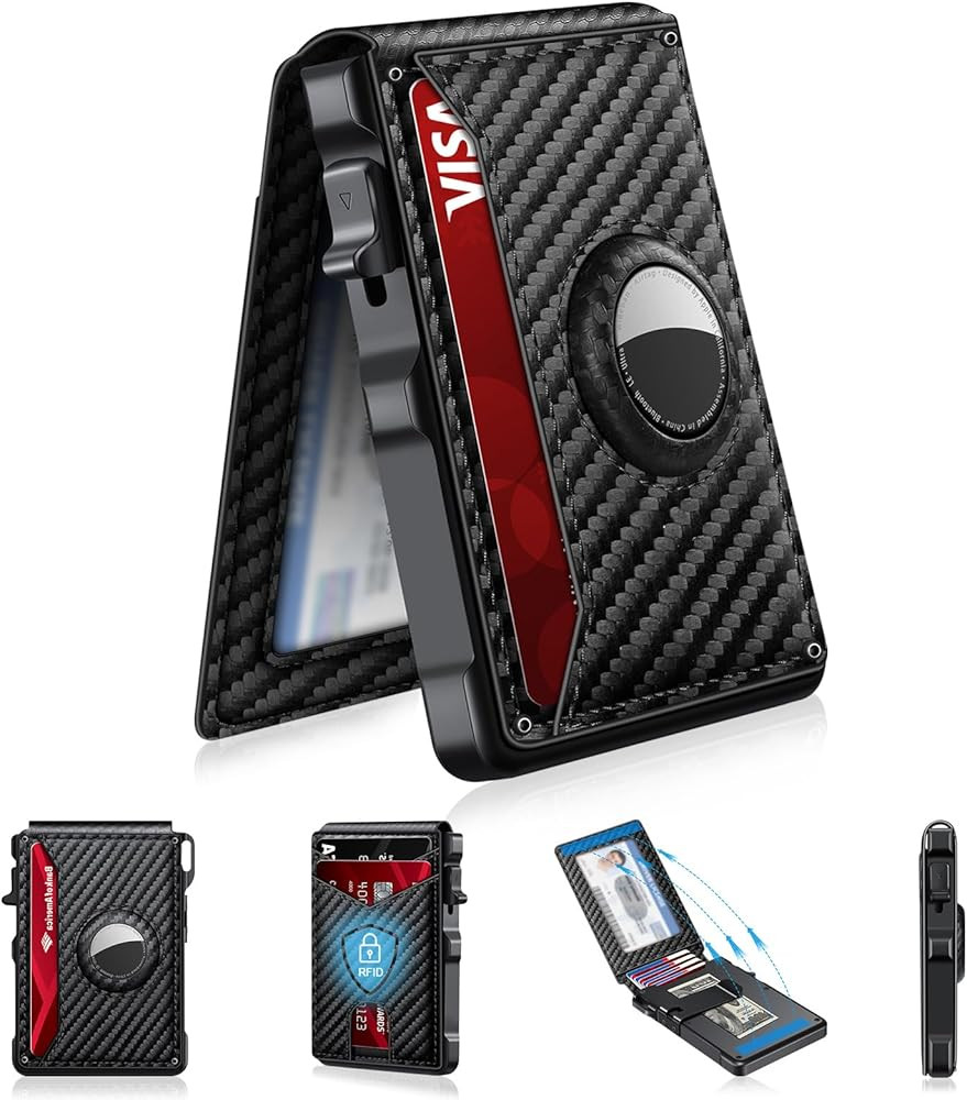 Airtag Wallet for Men, Mens Smart Wallet for Air Tag RFID Blocking, Minimalist Bifold Pop Up Alum... | Amazon (US)