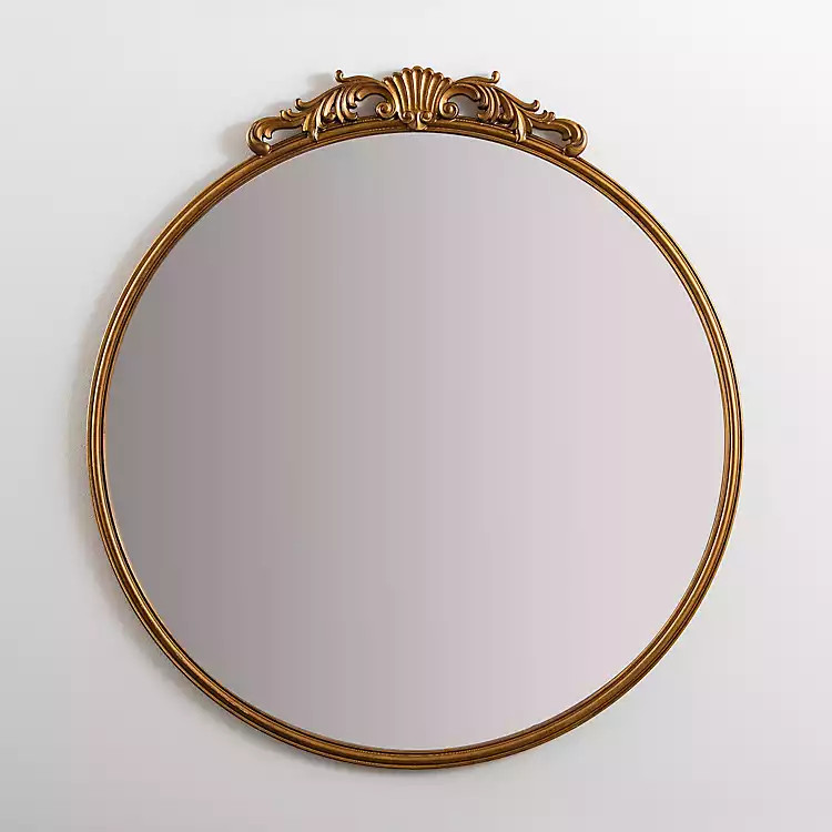Gold Bordeaux Ornate Scroll Round Mirror | Kirkland's Home
