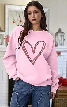 LAZYCHILD Valentines Day Sweatshirt Women: Heart Graphic Shirt Valentine Gifts Long Sleeve Top | Amazon (US)