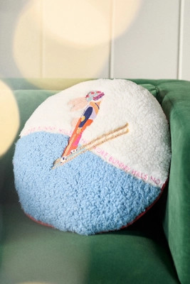 Mountain Skiers Embroidered Pillow | Anthropologie (US)