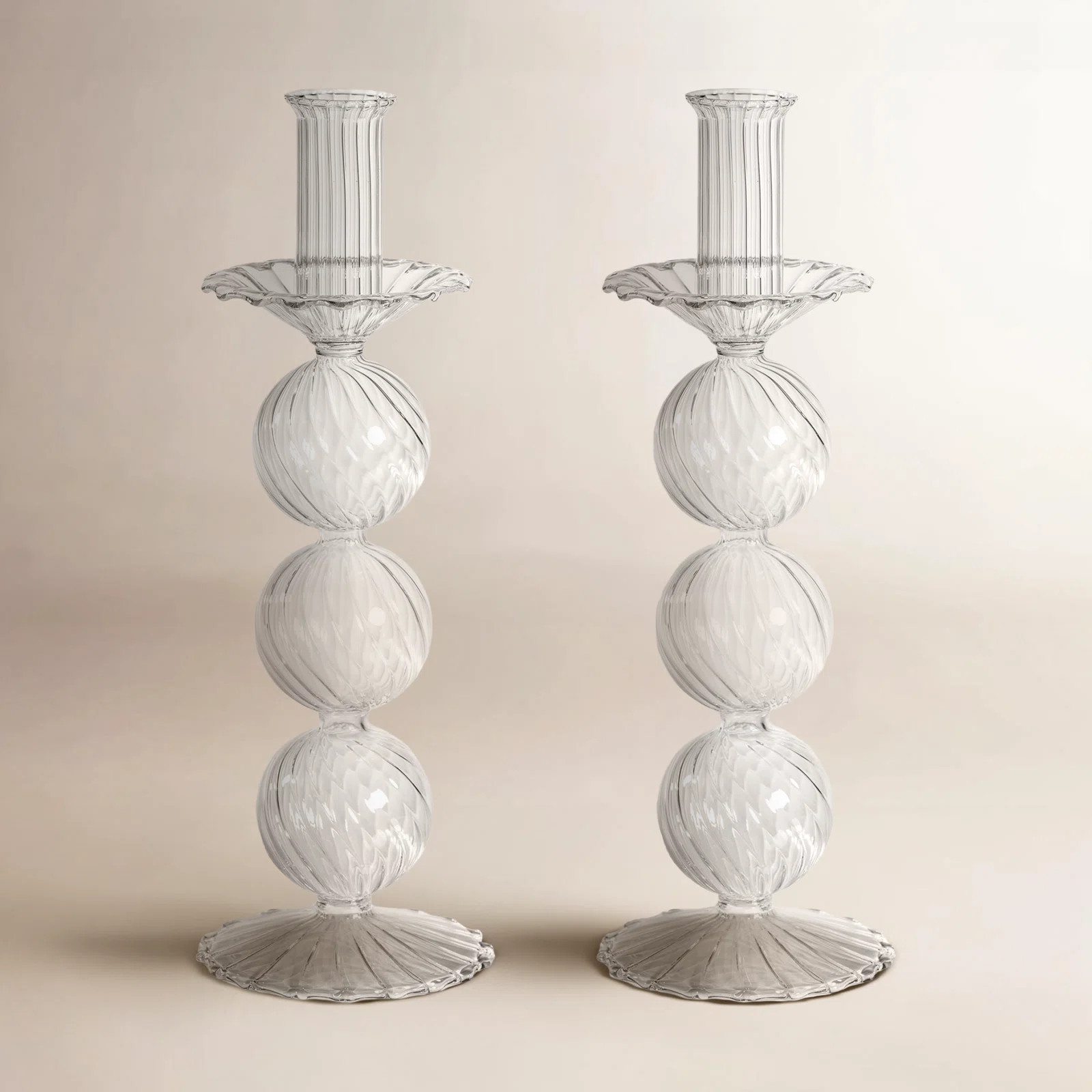 Adrienna Glass Tabletop Candlestick (Set of 2) | Wayfair North America