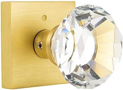 HIEMEY Square Glass Crystal Door Knobs Interior, Bedroom and Bathroom Privacy Gold Door Knobs with L | Amazon (US)