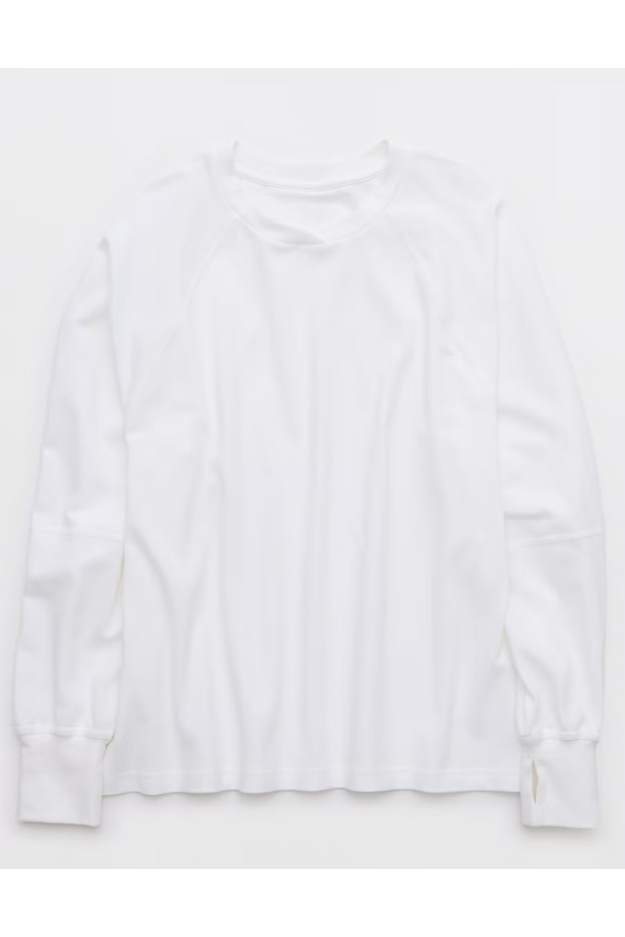 OFFLINE By Aerie Pique Long Sleeve T-Shirt Women's White XXS | American Eagle Outfitters (US & CA)