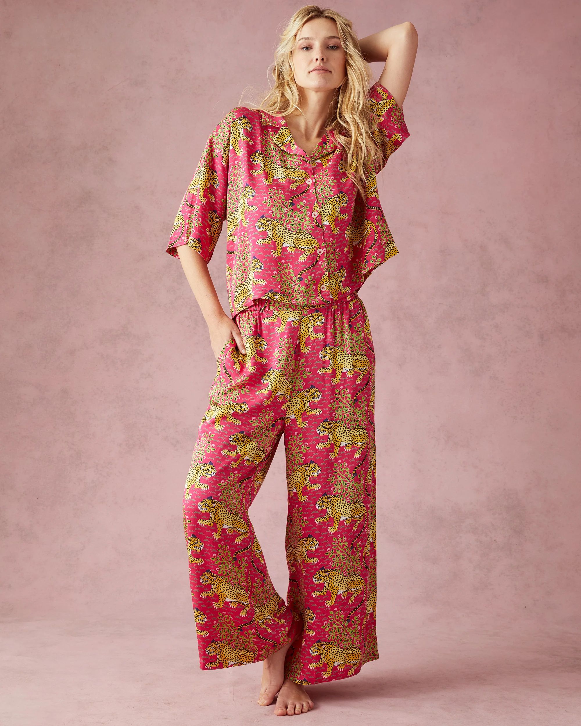 Bagheera - Satin Wildest Dreams Pajama Set - Hot Pink | Printfresh