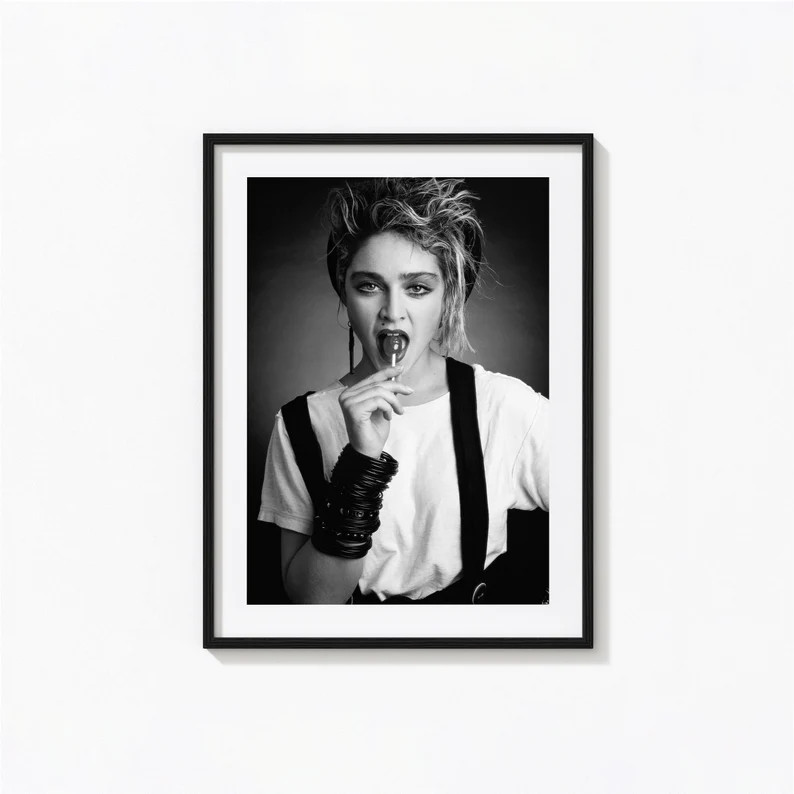 Madonna Lollipop Print, Feminist Fashion Poster, Black and White Wall Art, Vintage Print, Photogr... | Etsy (US)