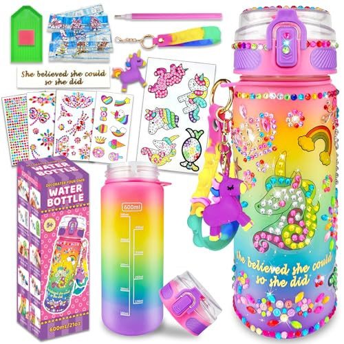 EDSPORTSHOUSE Decorate Your Own Water Bottle Kits for Girls Age 4-6-8-10,Unicorn Painting Crafts,Fun Arts and Crafts Gifts Toys for Girls Birthday Christmas(Unicorn) | Amazon (US)