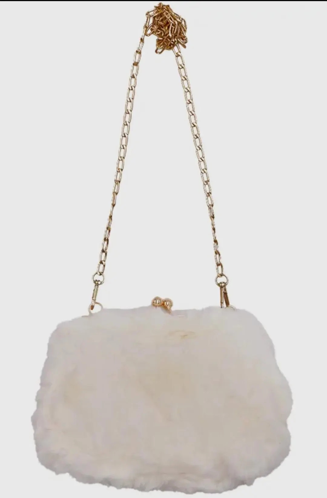 Kisslock Faux Fur Gold Chain Crossbody Purse Bag | Etsy (US)