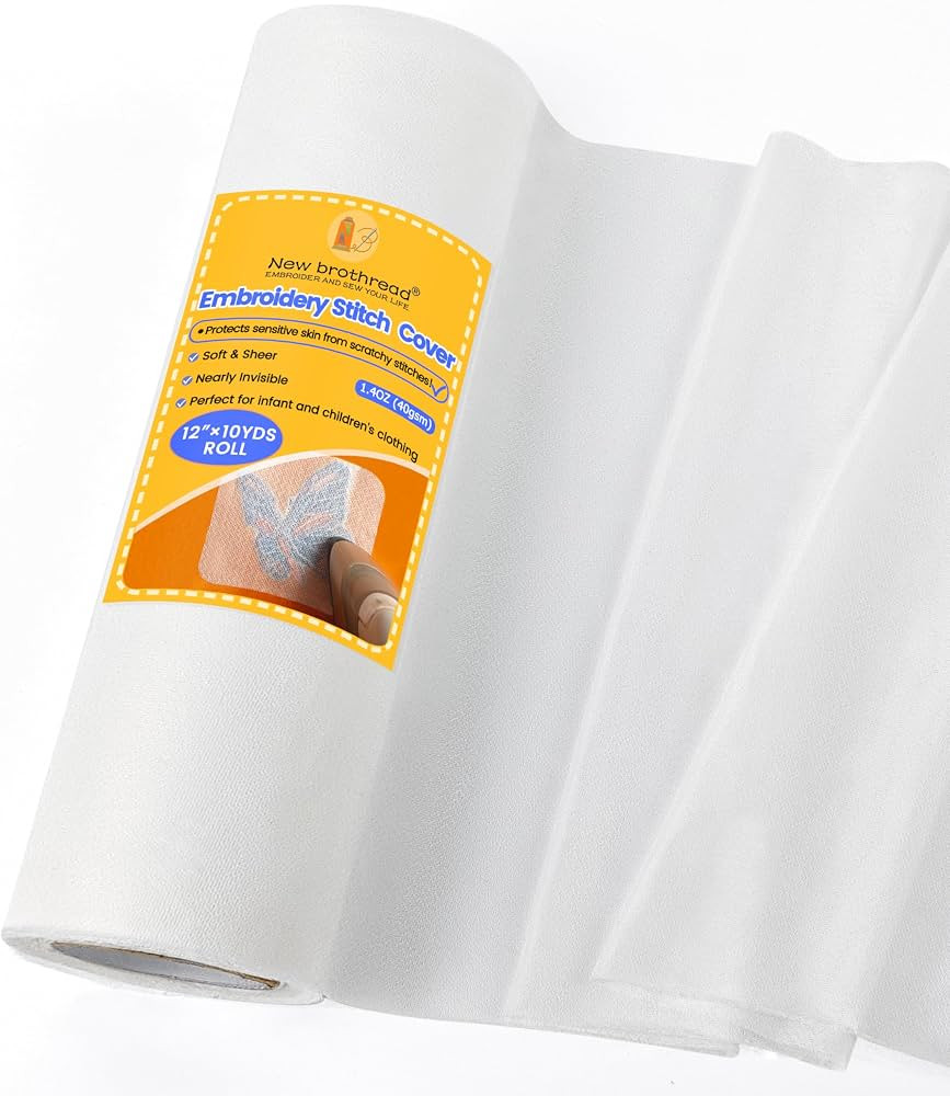 New brothread Soft & Cozy Embroidery Stitch Cover 12" x 10 Yd Fusible Light Weight Stabilizer Cov... | Amazon (US)