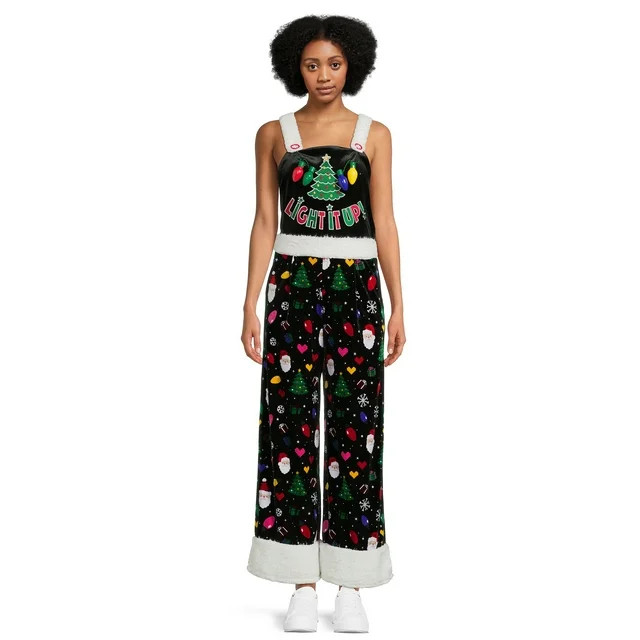 No Boundaries Juniors Light It Up Christmas Jumpsuit, Sizes XS-3XL | Walmart (US)