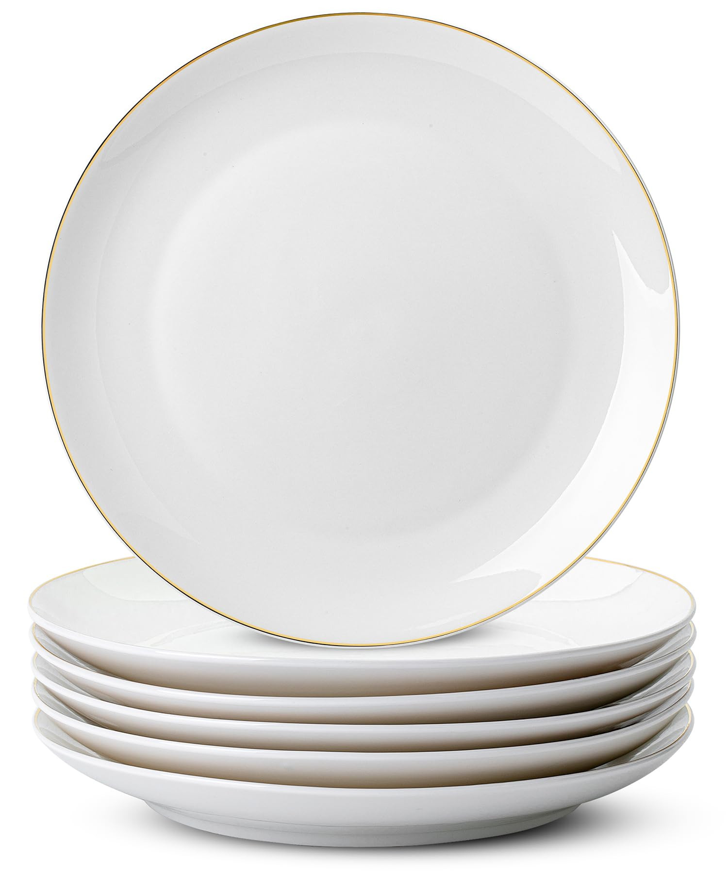 BTaT- White Porcelain Dinner Plates with Gold Rim, Set of 6, 10.5", Porcelain Dinner Plates, Chri... | Amazon (US)