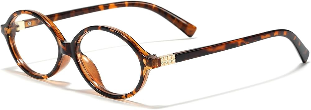 Slocyclub Oval Blue Light Blocking Glasses for Women Men Retro Eyeglasses | Amazon (US)