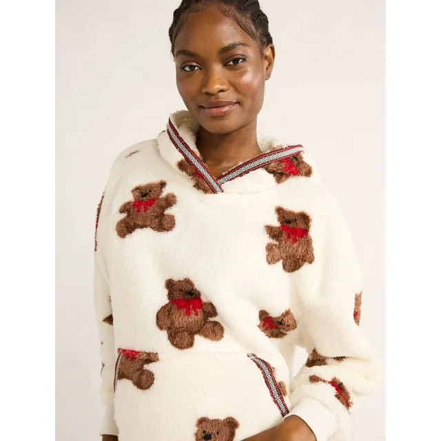 Joyspun Women's Oversized Hooded Plush Lounger, Size XS-3X | Walmart (US)