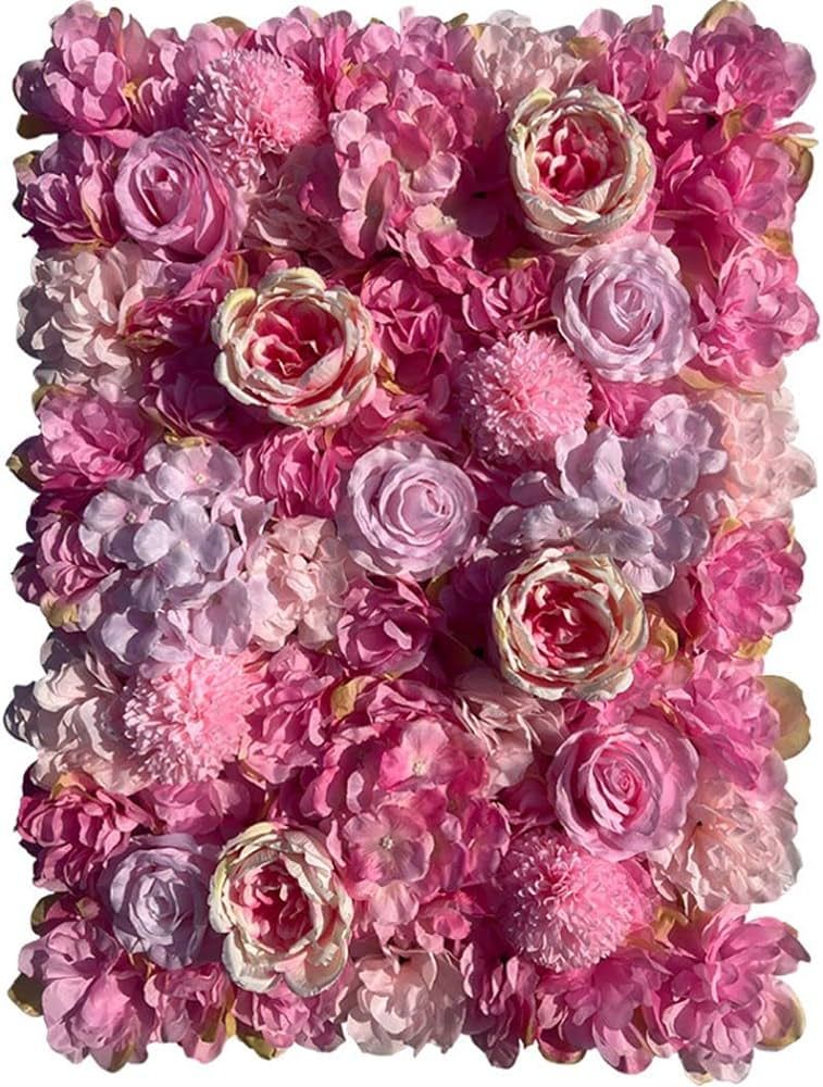 YLBFJXK Flower Wall Panel Floral Backdrop Silk Artificial Rose Wall Faux Flower Panel for Wedding... | Amazon (US)