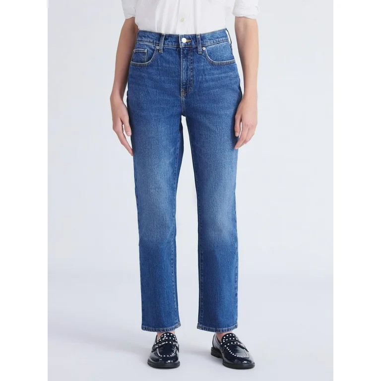 Free Assembly Women's High Rise Ankle Length Straight Jeans, 30" Inseam, Sizes 0-18 | Walmart (US)