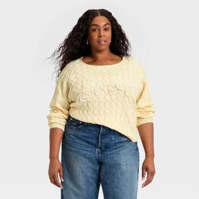 Women's Cozy Wide Crewneck Love Pullover Sweater - Universal Thread™ | Target